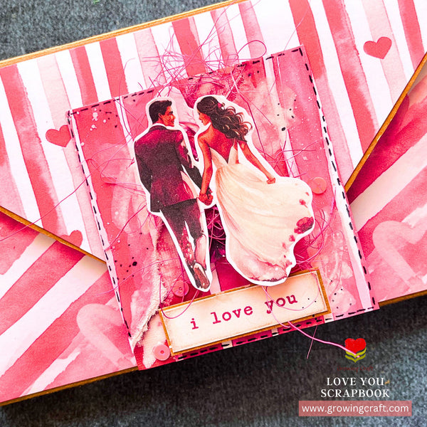 Love You Valentine's Day Scrapbook with Multi Pocket