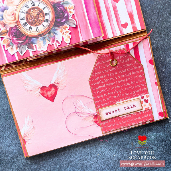 Love You Valentine's Day Scrapbook with Multi Pocket