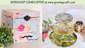 Workshop Combo - Scrapbook Box with drawer & 3 tier resin with Alcohol ink cake stand - Growing Craft - Best craft Supplies