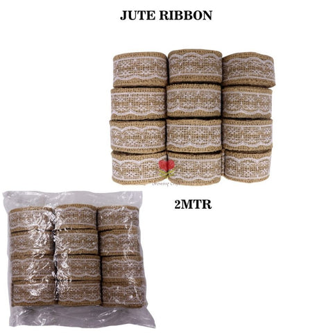 Jute Ribbon with Cotton Lace - GCBURLAP 003 - Growing Craft - Best craft Supplies