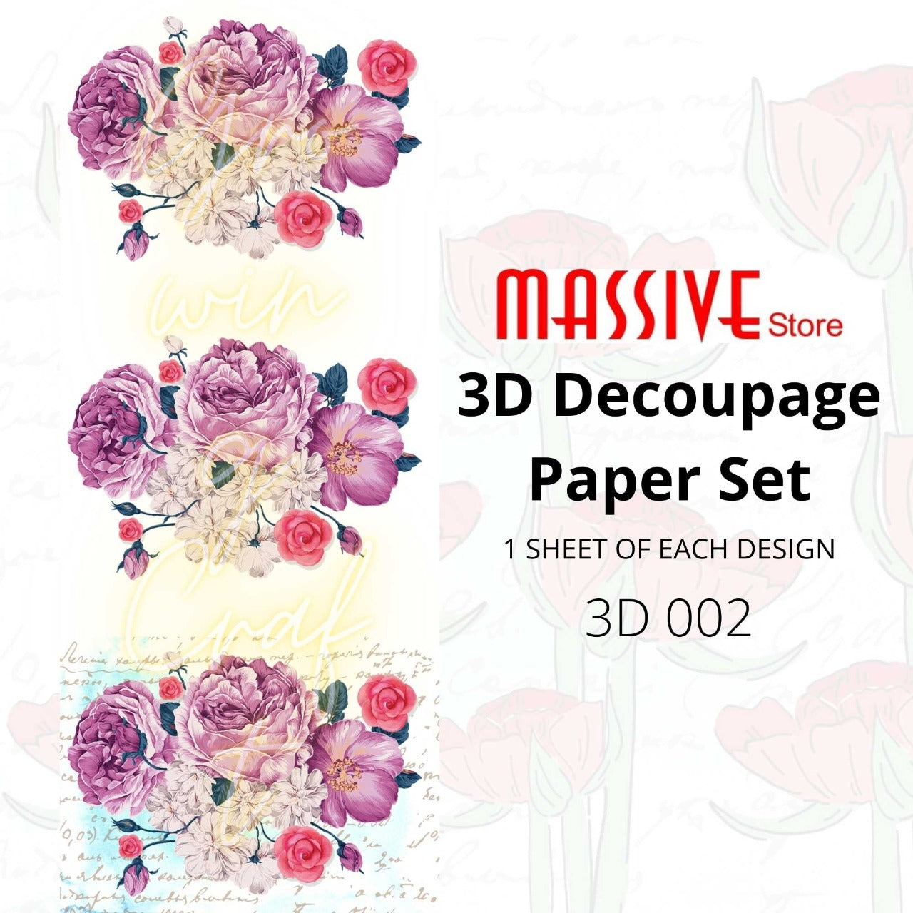 3D Decoupage Paper  (3D 002) - Growing Craft - Best craft Supplies